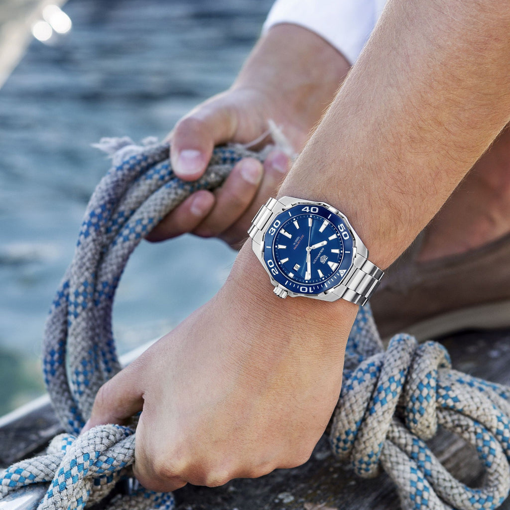 Tag Heuer Aquaracer Blue Dial Quartz Silver Steel Strap Watch for Men - WAY111C.BA0928 Buy Now By Tag Heuer
