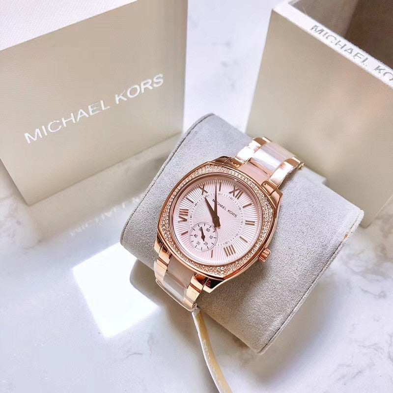 Michael Kors Bryn Rose Gold Dial Two Tone Steel Strap Watch for Women - MK6135 Buy Now By Michael Kors