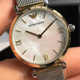 Emporio Armani Gianni T Bar Mother of Pearl Dial Silver Mesh Bracelet Watch For Women - AR2068 Buy Now By Emporio Armani