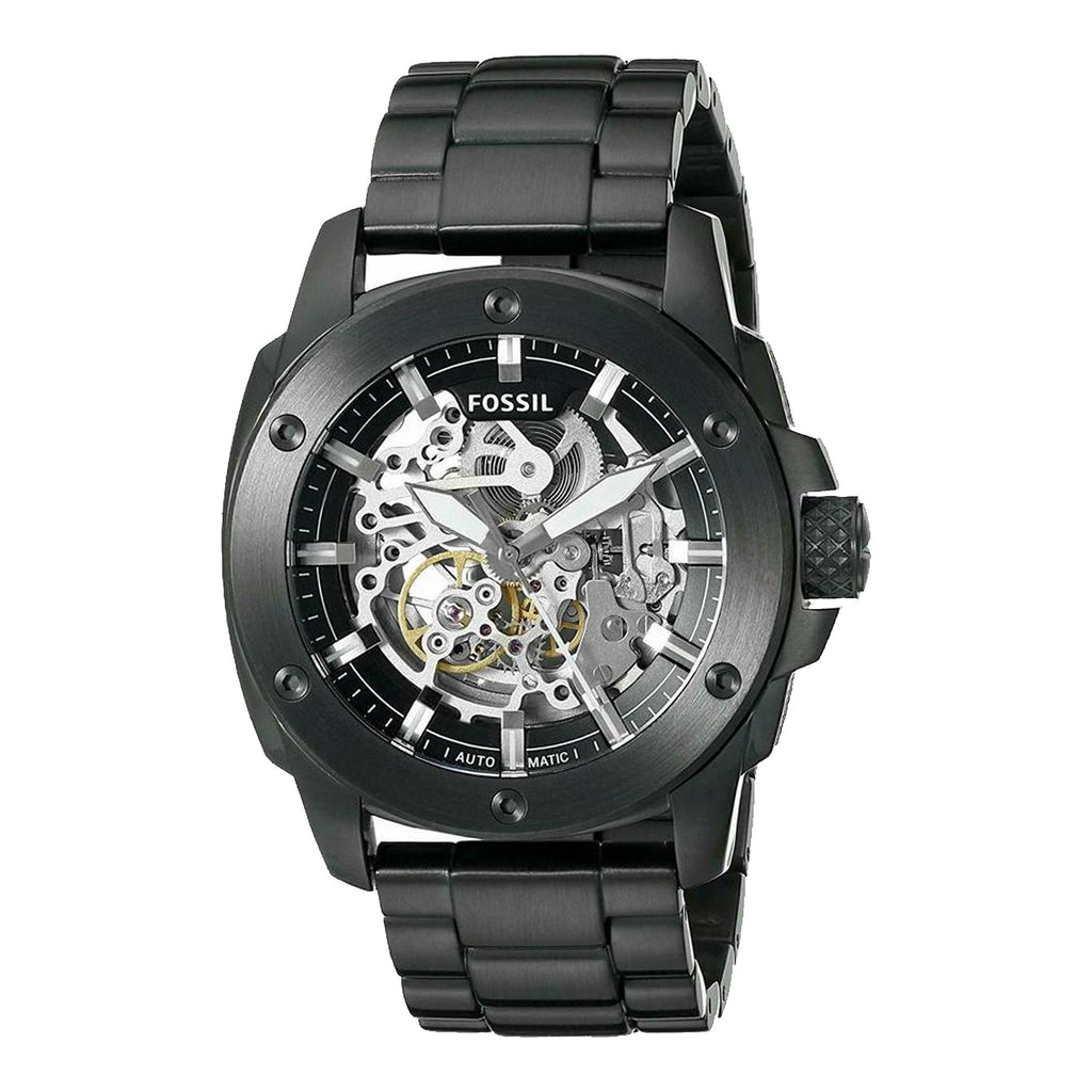 Fossil Modern Machine Automatic Silver Dial Black Steel Strap Watch for Men - ME3080 Buy Now By Fossil