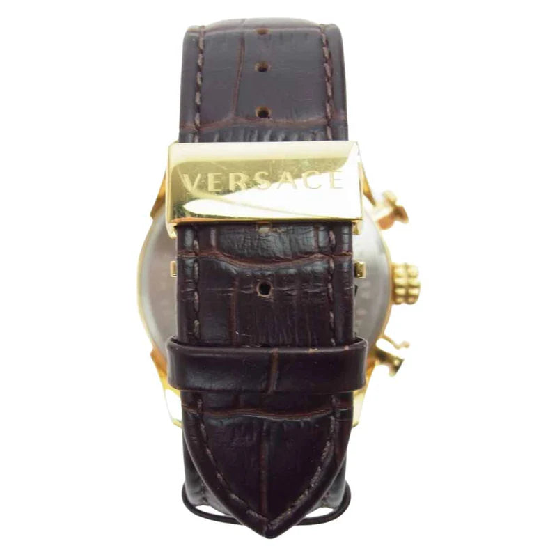 Versace V-Ray Chronograph Quartz Black Dial Brown Leather Strap Watch For Men - VEDB00318 Buy Now By Versace