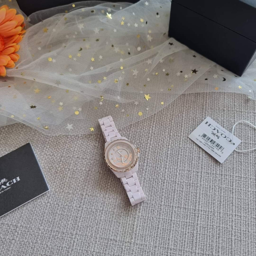 Coach Preston Pink Dial Pink Steel Strap Watch for Women - 14503465 Buy Now By Coach