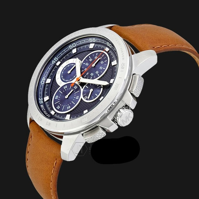 Michael Kors Ryker Chronograph Analog Blue Dial Brown Leather Strap Watch For Men - MK8518 Buy Now By Michael Kors