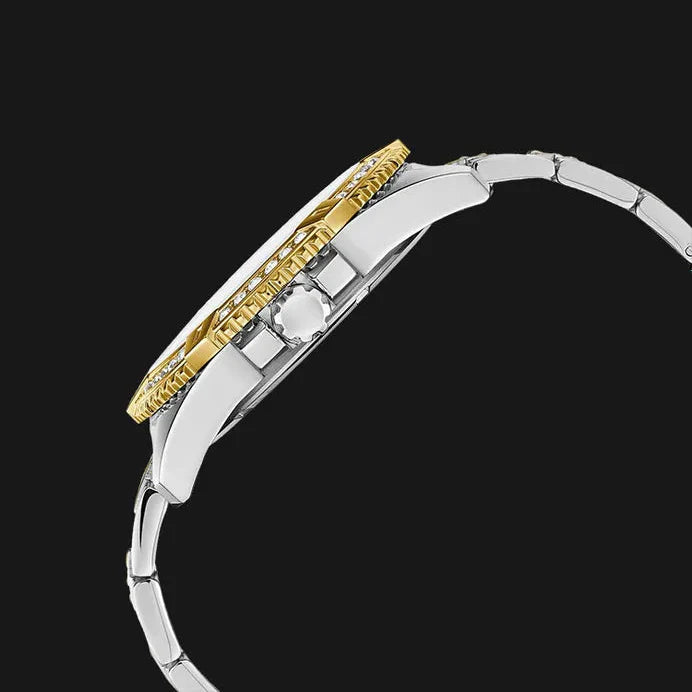 Guess Frontier Chronograph Crystals Silver Dial Two Tone Steel Strap Watch for Men - W0799G4 Buy Now By Guess