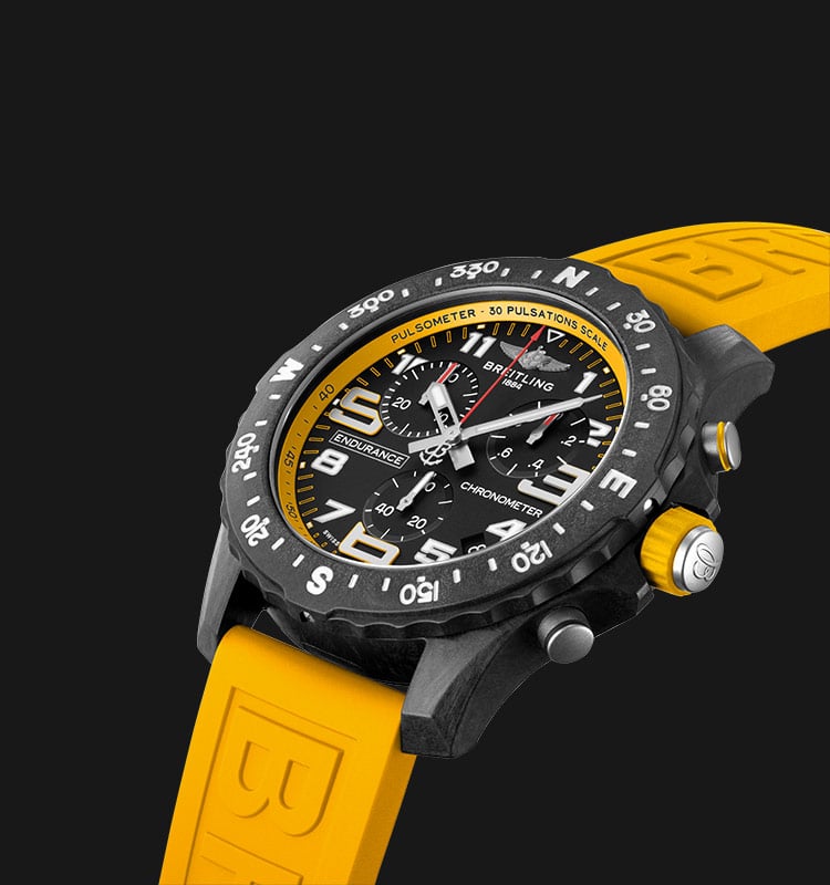 Breitling Endurance Pro Black Dial Yellow Rubber Strap Watch for Men - X82310A41B1S1 Buy Now By Breitling
