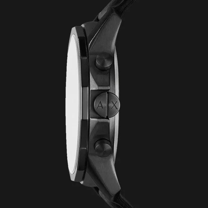 Armani Exchange Banks Chronograph Black Dial Black Leather Strap Watch For Men - AX1724 Buy Now By Armani Exchange