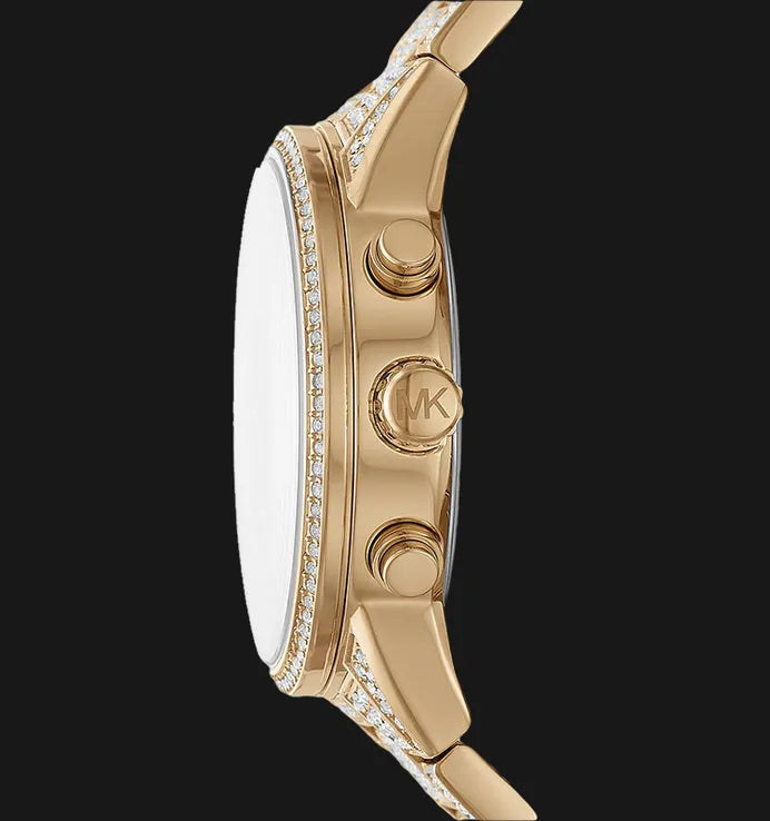 Michael Kors Ritz Three-Hand Glitz Crystals Gold Dial Gold Steel Strap Watch for Women - MK6747 Buy Now By Michael Kors