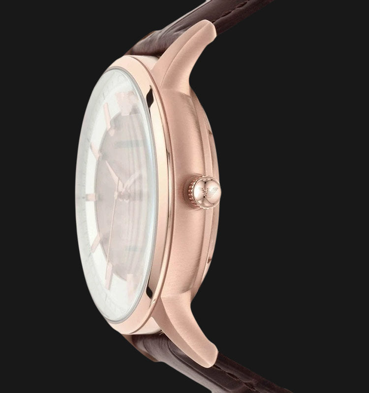 Emporio Armani Meccanico Automatic Silver Dial Brown Leather Strap Watch For Men - AR60039 Buy Now By Emporio Armani