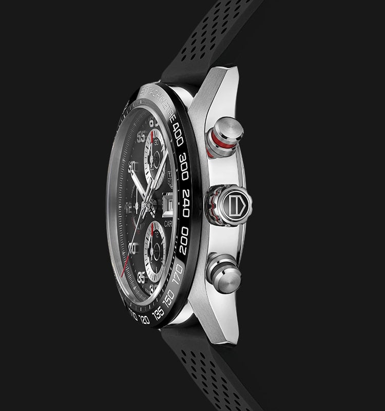 Tag Heuer Carrera Chronograph Black Dial Black Rubber Strap Watch for Men - CBN2A1AA.FT6228 Buy Now By Tag Heuer