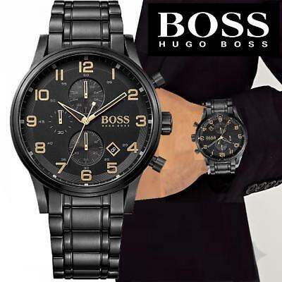 Hugo Boss Aeroliner Black Dial Black Steel Strap Watch for Men - 1513275 Buy Now By Hugo Boss