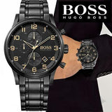 Hugo Boss Aeroliner Black Dial Black Steel Strap Watch for Men - 1513275 Buy Now By Hugo Boss