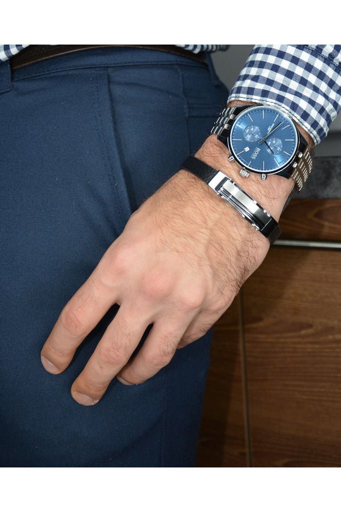 Hugo Boss Associate Blue Dial Silver Steel Strap Watch for Men - 1513839 Buy Now By Hugo Boss