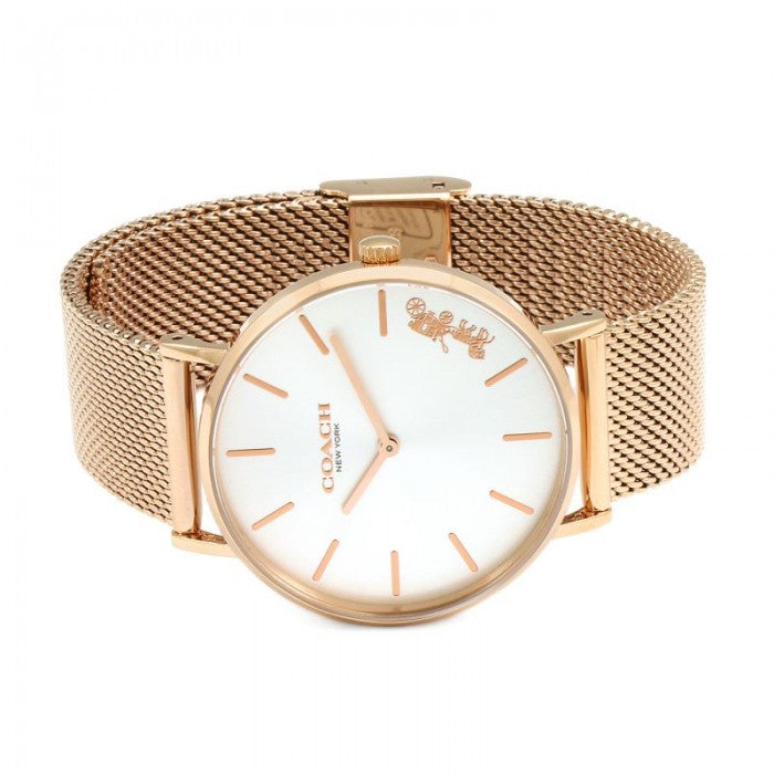 Coach Perry White Rose Gold Mesh Bracelet Watch for Women - 14503126 Buy Now By Coach