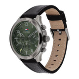 Tommy Hilfiger Asher Chronograph Green Dial Black Leather Strap Watch For Men - 1791856 Buy Now By Tommy Hilfiger