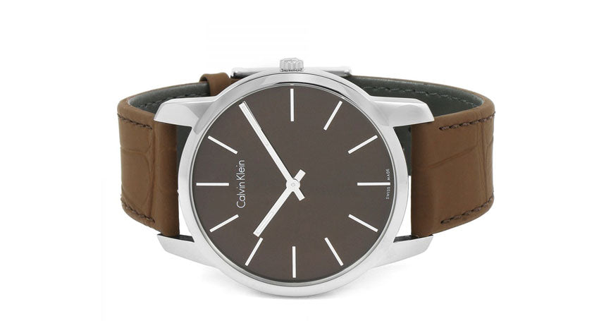 Calvin Klein City Brown Dial Brown Leather Strap Watch for Men - K2G211GK Buy Now By Calvin Klein