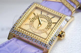 Versace Day Glam Chronograph Gold Dial Purple Leather Strap Watch for Women - VQF040015 Buy Now By Versace