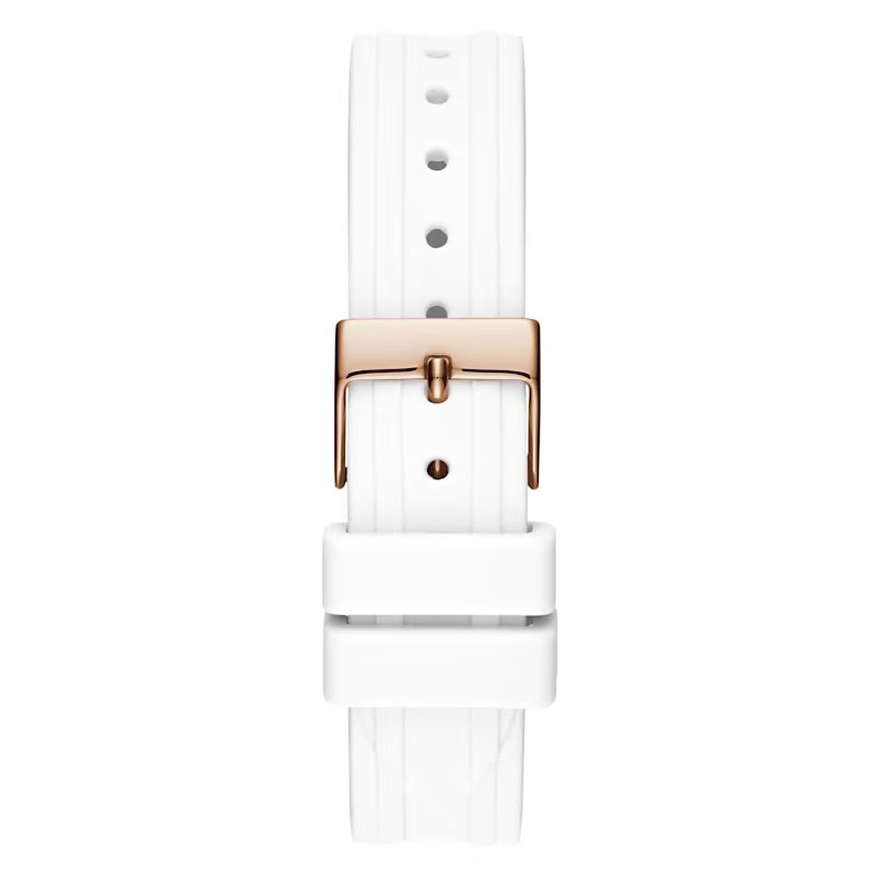 Guess Cosmo Diamonds Silver Dial White Rubber Strap Watch for Women - GW0034L2 Buy Now By Guess