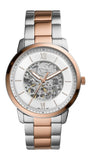 Fossil Neutra Automatic Skeleton White Dial Two Tone Steel Strap Watch for Men - ME3196 Buy Now By Fossil