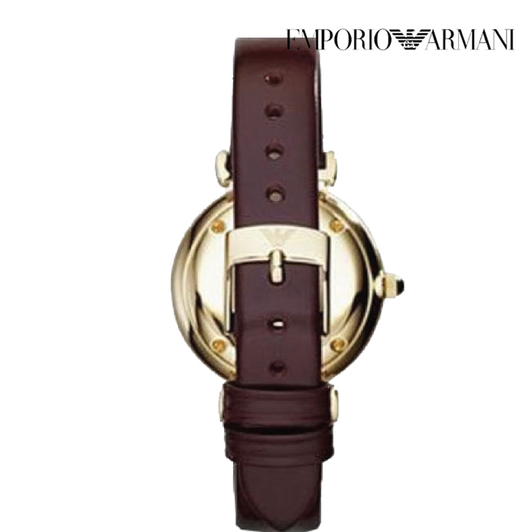 Emporio Armani Gianni T Bar Burgundy Dial Burgundy Leather Strap Watch For Women - AR1757 Buy Now By Emporio Armani