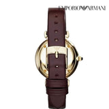 Emporio Armani Gianni T Bar Burgundy Dial Burgundy Leather Strap Watch For Women - AR1757 Buy Now By Emporio Armani