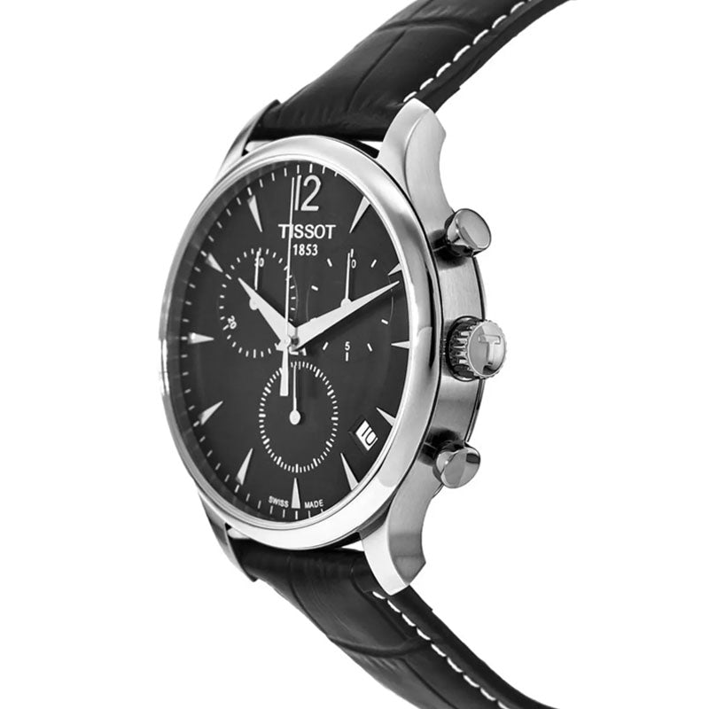 Tissot T Classic Tradition Chronograph Black Dial Black Leather Strap Watch For Men - T063.617.16.057.00 Buy Now By Tissot