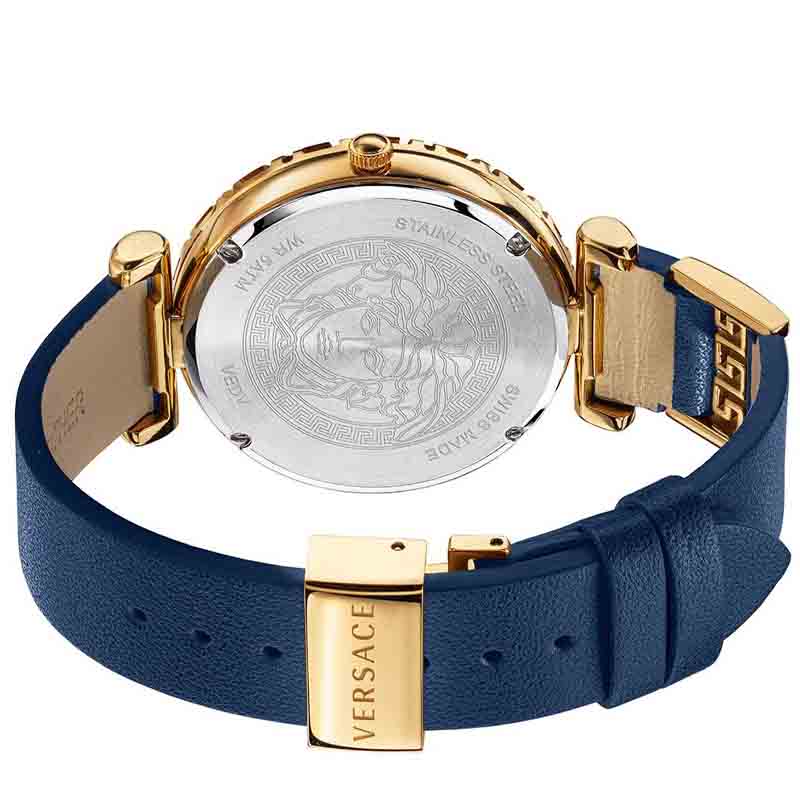 Versace Palazzo Empire Greca Quartz Blue Dial Blue Leather Strap Watch for Women - VEDV00219 Buy Now By Versace
