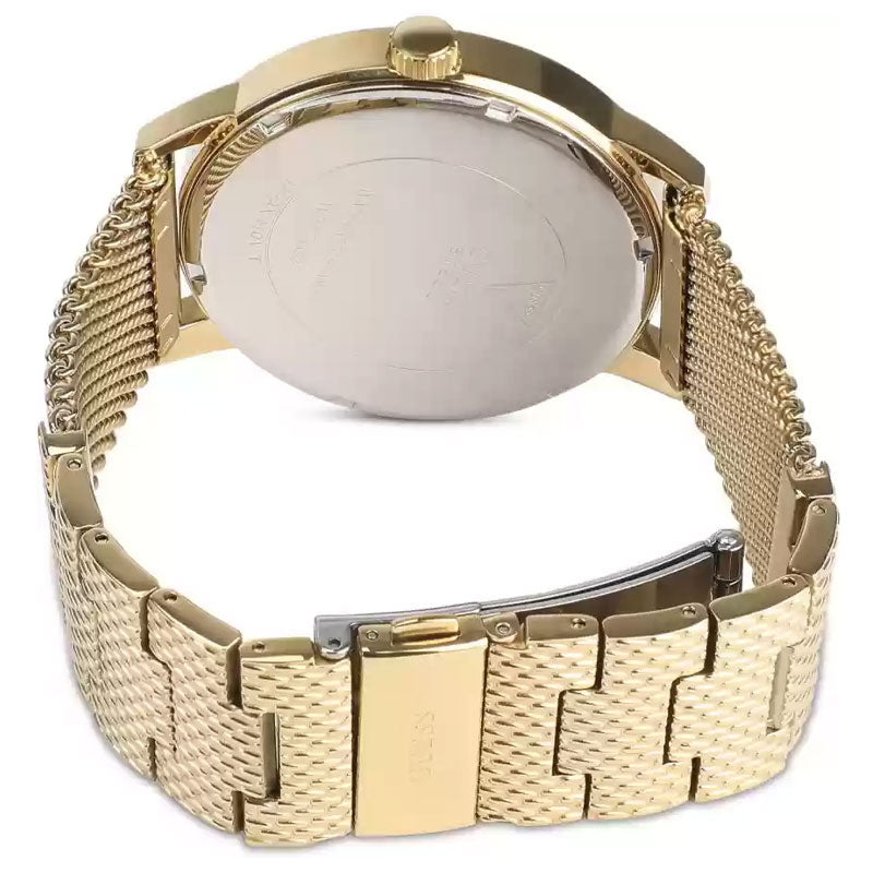 Guess Delancy Black Dial Gold Mesh Bracelet Watch for Men - W0871G2 Buy Now By Guess