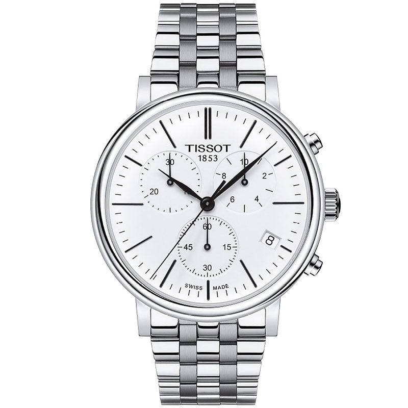 Tissot Carson Premium White Dial Silver Steel Strap Watch For Men - T122.417.11.011.00 Buy Now By Tissot