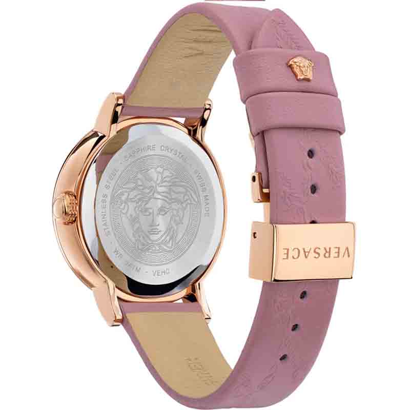 Versace Virtus Quartz Grey Dial Pink Leather Strap Watch for Women - VEHC00319 Buy Now By Versace