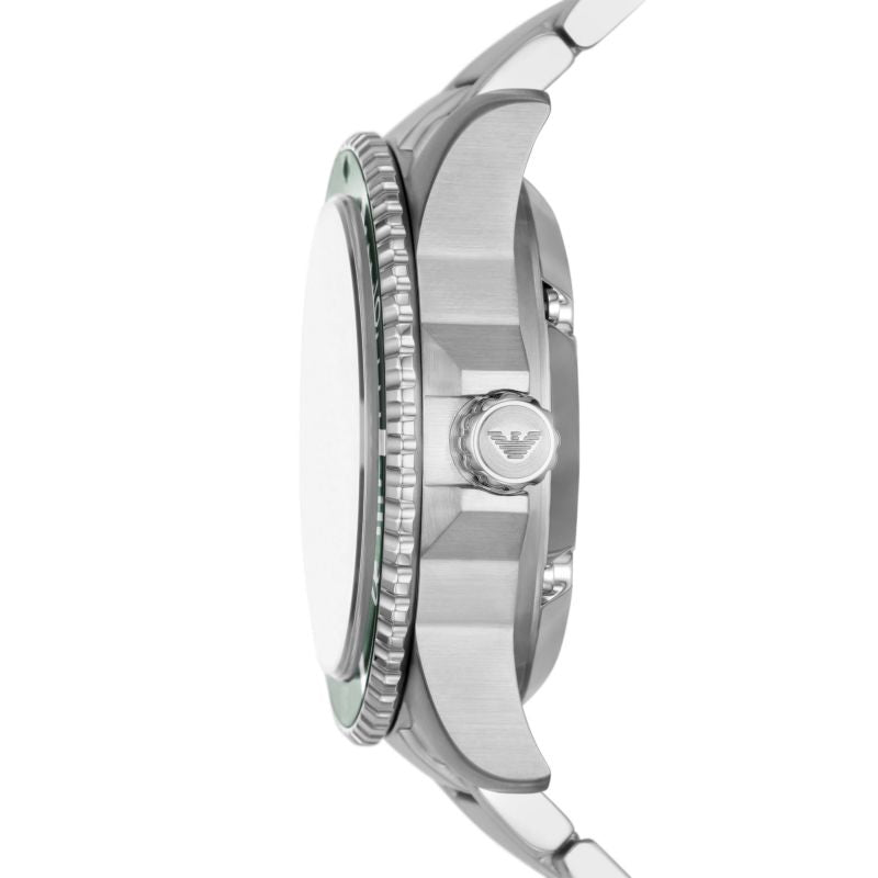 Emporio Armani Diver Automatic Green Dial Silver Steel Strap Watch For Men - AR60061 Buy Now By Emporio Armani