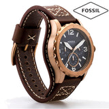 Fossil Nate Chronograph Blue Dial Brown Leather Strap Watch for Men - JR1505 Buy Now By Fossil