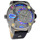 Diesel Badass Chronograph Anthracite Dial Black Leather Strap Watch For Men - DZ7270 Buy Now By Diesel