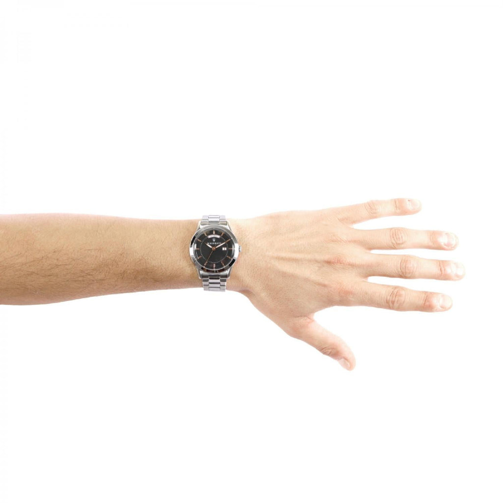 Maserati Tradizione Black Dial Silver Steel Strap Watch For Men - R8853125002 Buy Now By Maserati