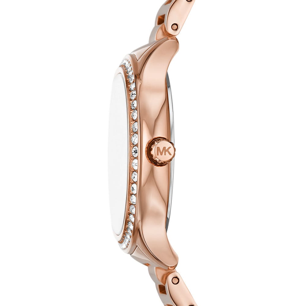 Michael Kors Sage Three-Hand Mother of Pearl White Dial Rose Gold Steel Strap Watch for Women - MK4806 Buy Now By Michael Kors