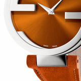 Gucci Interlocking G Quartz Orange Dial Orange Leather Strap Watch For Women - YA133316 Buy Now By Gucci