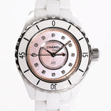 Chanel J12 Quartz Diamonds Pink Dial White Steel Strap Watch for Women - J12 H5513 Buy Now By Chanel