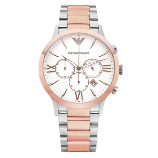 Emporio Armani Giovanni Chronograph Quartz White Dial Two Tone Steel Strap Watch For Men - AR11209 Buy Now By Emporio Armani