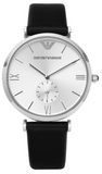 Emporio Armani Retro Analog Quartz Silver Dial Black Leather Strap Watch For Men - AR1674 Buy Now By Emporio Armani