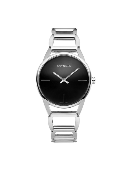 Calvin Klein Stately Black Dial Silver Steel Strap Watch for Women - K3G23121 Buy Now By Calvin Klein