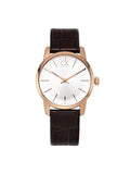 Calvin Klein City White & Gold Dial Brown Leather Strap Watch For Women - K2G23620 Buy Now By Calvin Klein