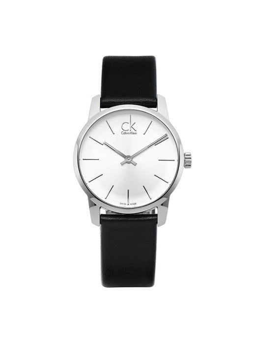 Calvin Klein City Silver Dial Black Leather Strap Watch For Women - K2G231C6 Buy Now By Calvin Klein