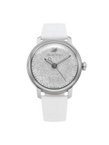 Swarovski Crystalline Hours Silver Dial White Leather Strap Watch for Women - 5295383 Buy Now By Swarovski