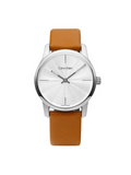 Calvin Klein City Silver Dial Orange Leather Strap Watch for Women - K2G231G6 Buy Now By Calvin Klein