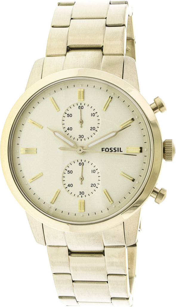 Fossil Townsman Chronograph White Dial Gold Steel Strap Watch for Men - FS5348 Buy Now By Fossil