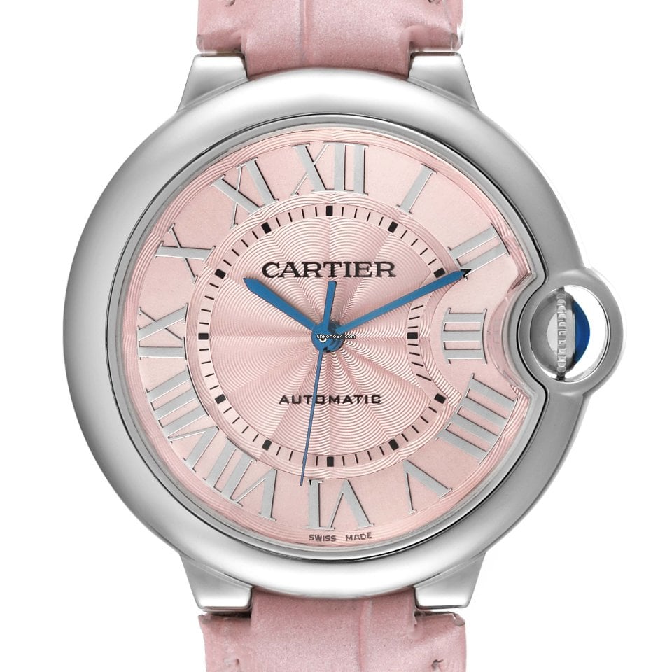 Cartier Ballon Bleu De Cartier Pink Dial Pink Leather Strap Watch for Women - WSBB0007 Buy Now By Cartier