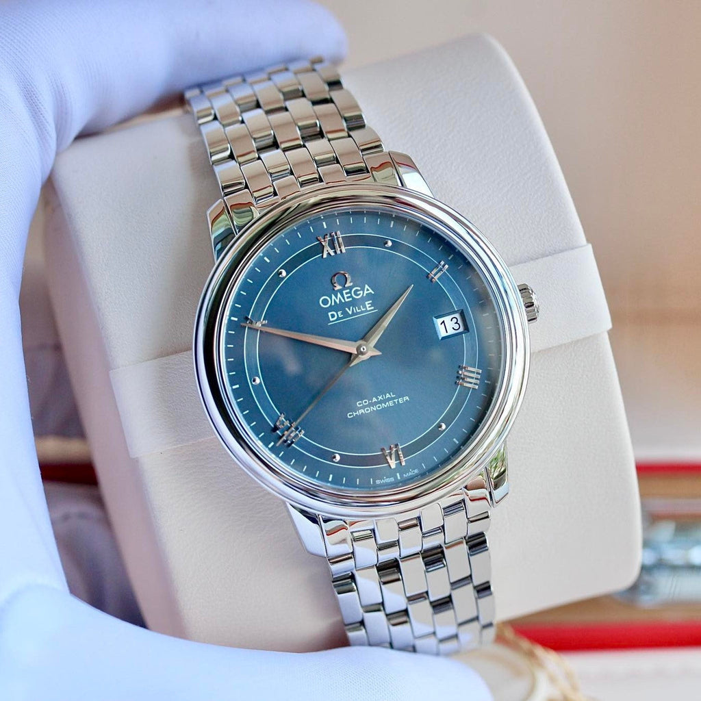 Omega De Ville Prestige Co-Axial Blue Dial Silver Steel Strap Watch for Men - 424.10.40.20.03.002 Buy Now By Omega