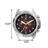 Fossil Bronson Chronograph Red Dial Silver Steel Strap Watch for Men - FS5878 Buy Now By Fossil