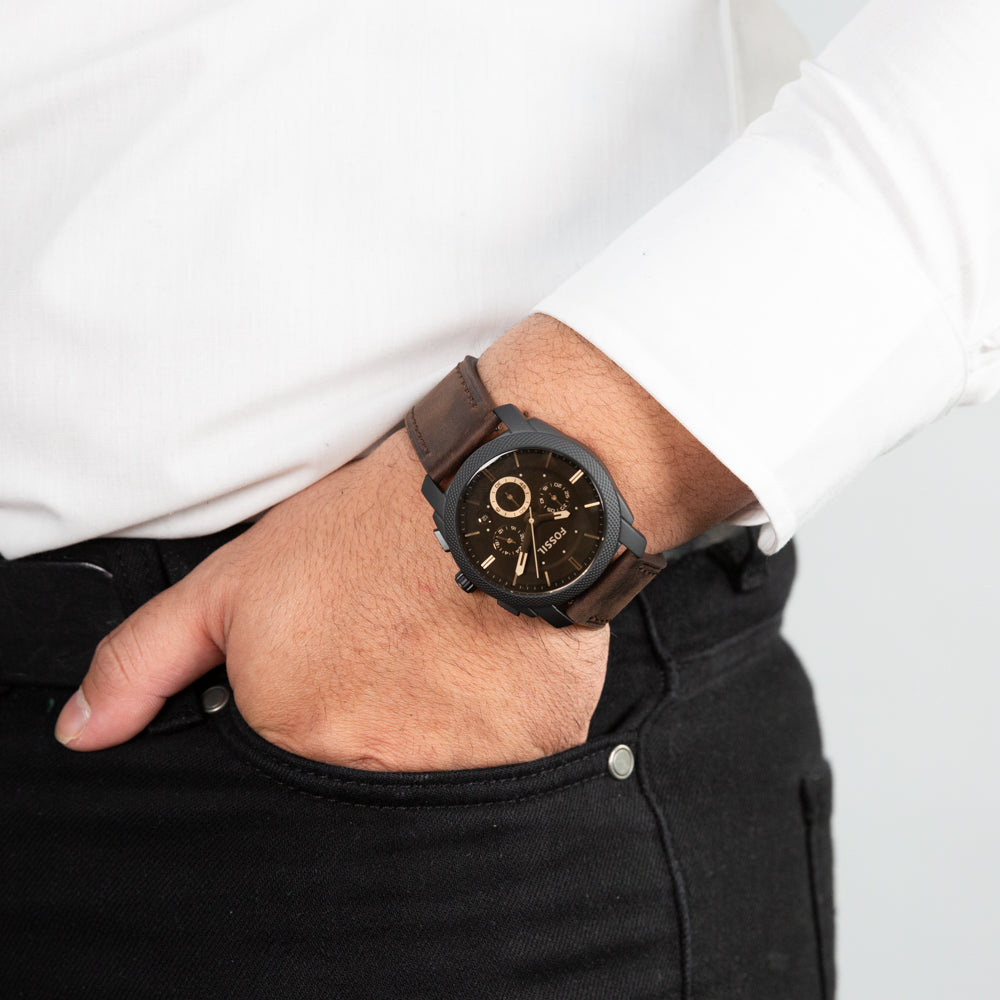 Fossil Machine Flight Chronograph Brown Dial Brown Leather Strap Watch for Men - FS4656 Buy Now By Fossil