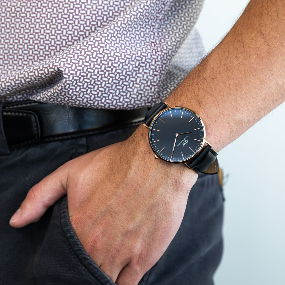 Daniel Wellington Classic Sheffield Black Dial Black Leather Strap Watch For Men - DW00100127 Buy Now By Daniel Wellington