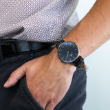 Daniel Wellington Classic Sheffield Black Dial Black Leather Strap Watch For Men - DW00100127 Buy Now By Daniel Wellington